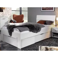 lit flash 90x200 cm blanc avec tiroirs